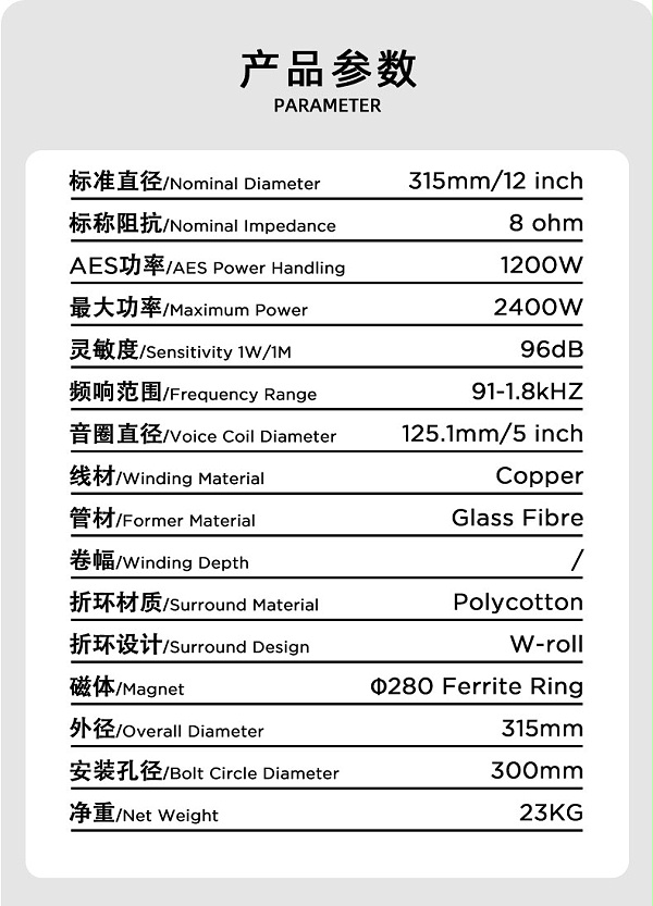 12寸低音喇叭